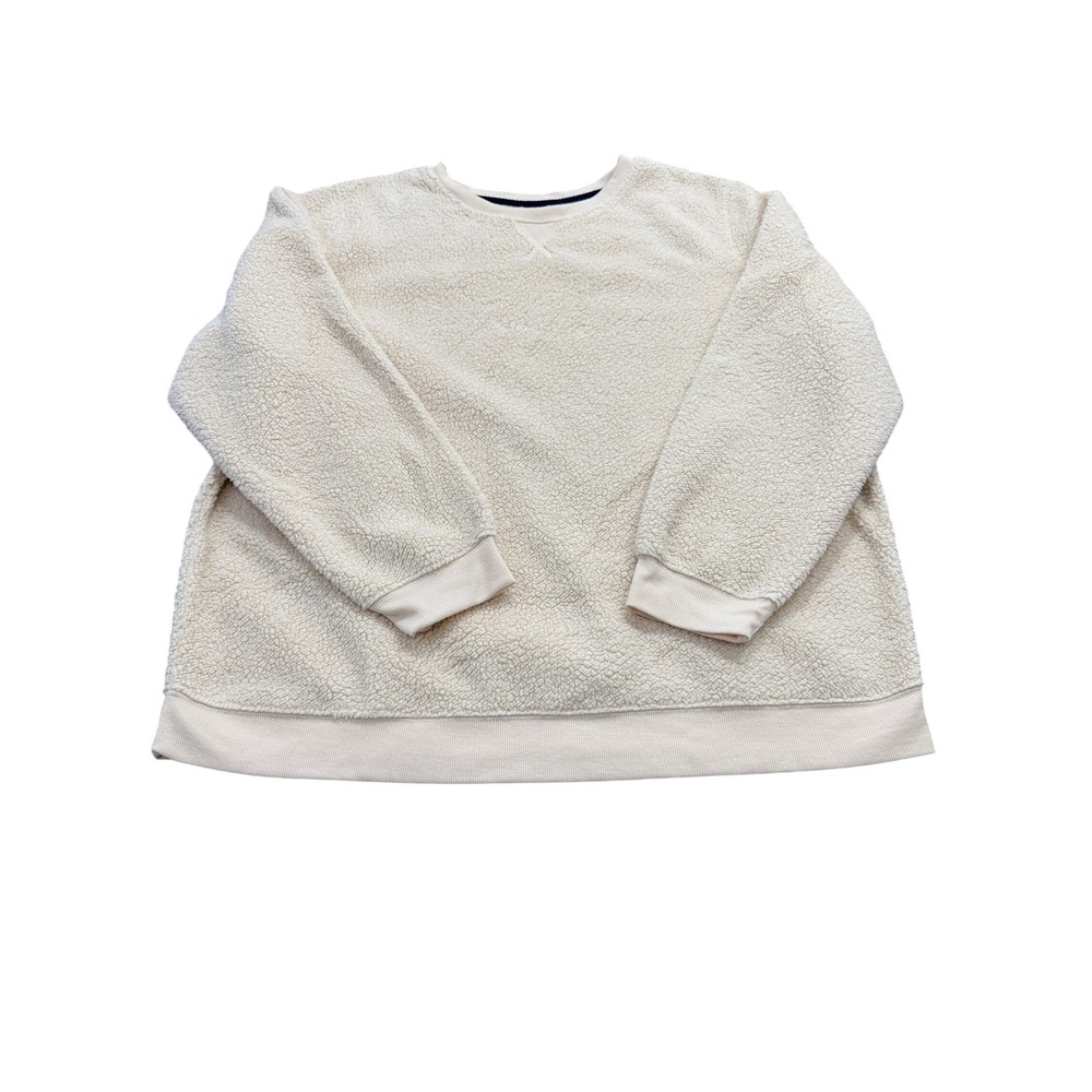 St John's Bay Sherpa Fleece Sweatshirt Womens 0X Cream Teddy Pullover Cozy